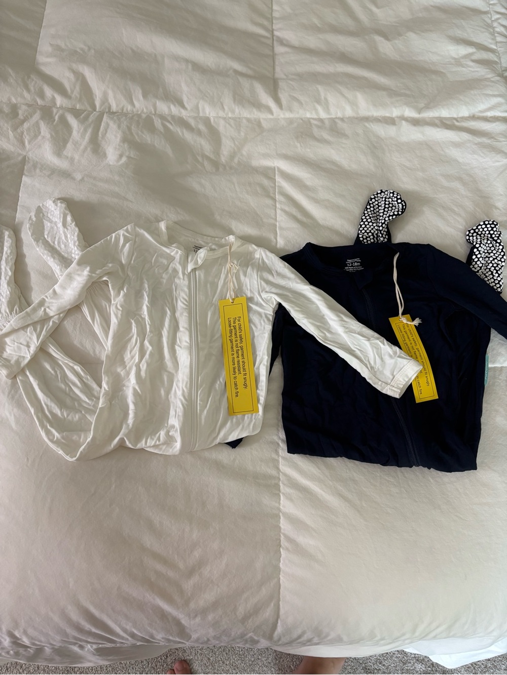 PURCOMFY Navy & White Set of Two Footie Pajamas